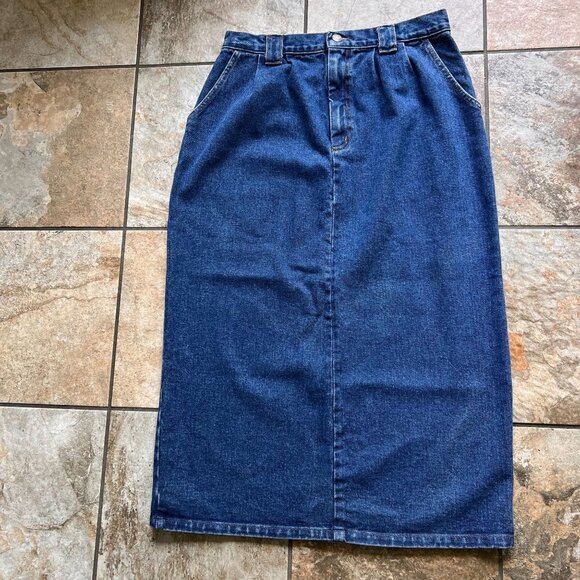 Crossroads Dresses & Skirts - Vtg NWT Sears Crossroads Denim Midi Skirt 14 Retro Slit Pockets USA Belt Loop